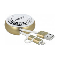 Delock USB 2 in 1 Aufrollkabel Typ-A zu Micro-B und Lightning™ weiß / gold