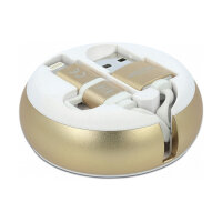 Delock USB 2 in 1 Aufrollkabel Typ-A zu Micro-B und Lightning™ weiß / gold