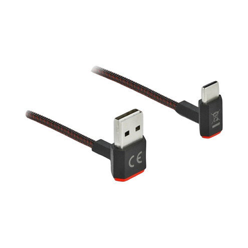 Delock EASY-USB 2.0 Kabel Typ-A Stecker zu EASY-USB Typ Micro-B Stecker gewinkelt oben / unten 1,5 m schwarz