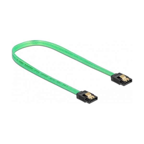 Delock SATA 6 Gb/s Kabel UV Leuchteffekt grün 70 cm
