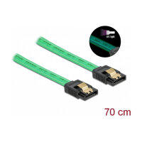 Delock SATA 6 Gb/s Kabel UV Leuchteffekt grün 70 cm