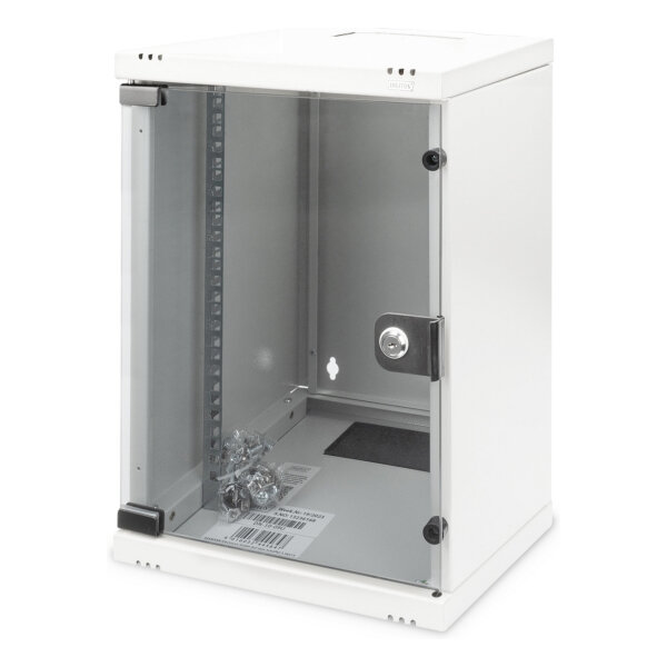 DIGITUS Wandschrank Compact 9HE 254mm 10" Glastür grau