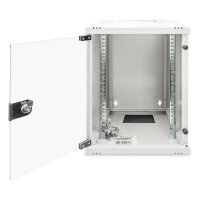 DIGITUS Wandschrank Compact 9HE 254mm 10" Glastür grau