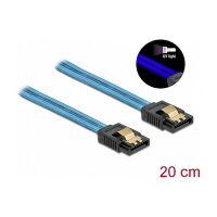 Delock SATA 6 Gb/s Kabel UV Leuchteffekt blau 20 cm