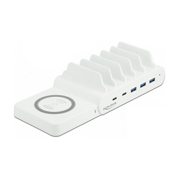 Delock USB und kabelloses Ladegerät 2 x USB Type-C™ PD + 3 x USB Typ-A mit 110 W