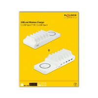 Delock USB und kabelloses Ladegerät 2 x USB Type-C™ PD + 3 x USB Typ-A mit 110 W