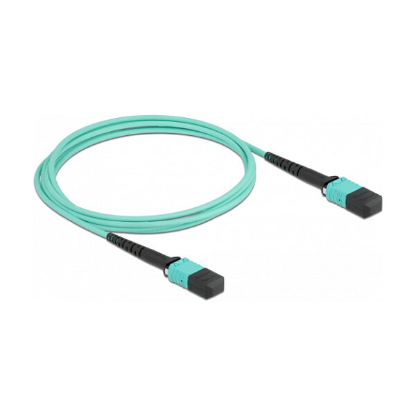 Delock LWL Kabel MPO Buchse zu MPO Buchse 12 Fasern, Polarität B, Multimode OM4, 50/125 µm, 2 m