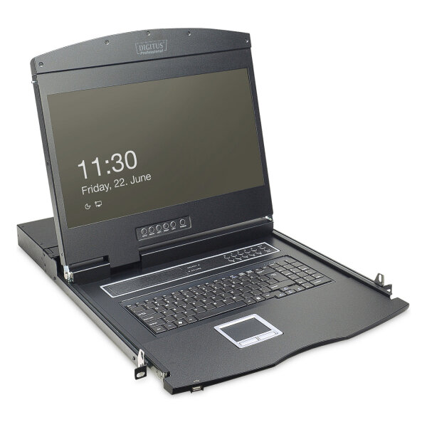 Digitus 19" LCD KVM Konsole, 8-Port CAT 5, deutsche Tastatur
