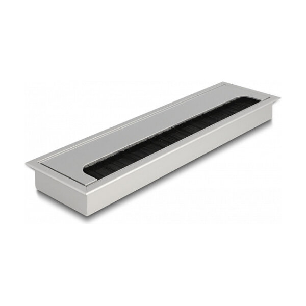 Delock Kabeldurchführung für Tischeinbau mit Bürste 280 x 80 x 28 mm silber