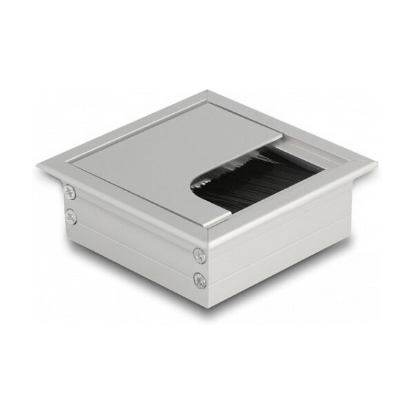 Delock Kabeldurchführung für Tischeinbau mit Bürste 80 x 80 x 28 mm silber