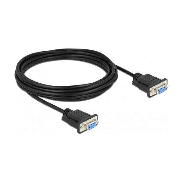 Delock RS-232 Kabel Seriell D-Sub 9 Buchse zu Buchse Nullmodem mit schmalem Steckergehäuse - CTS / RTS auto control - 5 m