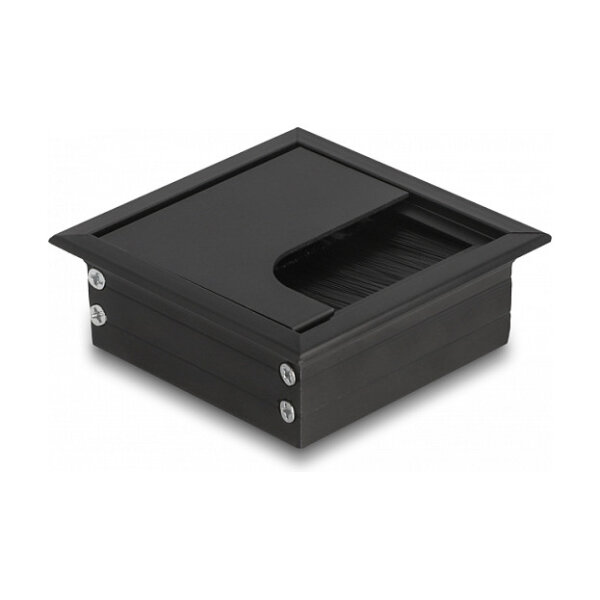 Delock Kabeldurchführung für Tischeinbau mit Bürste 80 x 80 x 28 mm schwarz