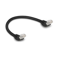 Delock RJ45 Netzwerkkabel Cat.6A S/FTP 45° nach oben gewinkelt 0,25 m schwarz