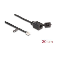 Delock Kabel RJ12 Stecker zu RJ12 Buchse mit Verschlusskappe 20 cm schwarz
