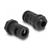 Delock Kabelschutzschlauch 2 m x 10 mm mit 2 x PG7 Schlauchverschraubung Set schwarz