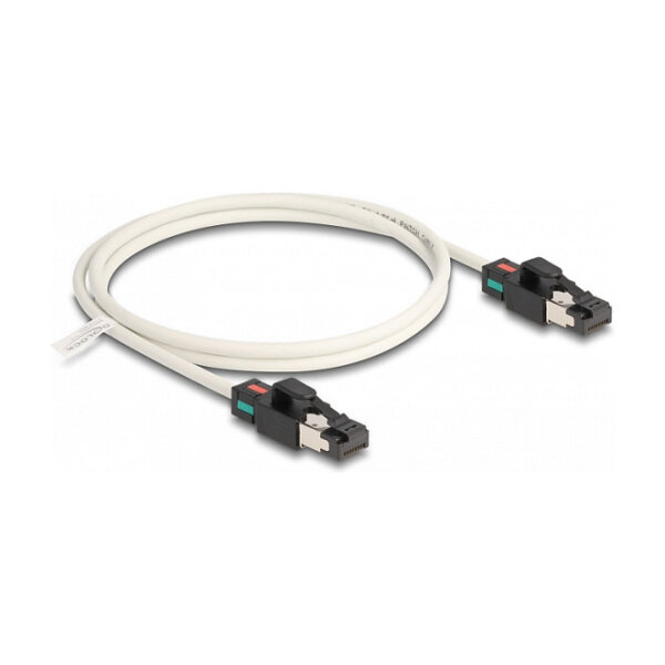 Delock Netzwerkkabel RJ45 Stecker zu Stecker Cat.6A S/FTP mit drehbarer Farbmarkierung 1 m weiß