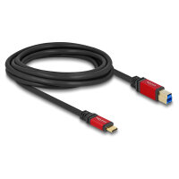 Delock USB 5 Gbps Kabel USB Type-C™ Stecker zu USB Typ-B Stecker 3 m rot Metall