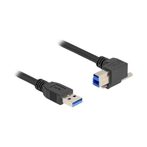 Delock USB 5 Gbps Kabel USB Typ-A Stecker gerade zu USB Typ-B Stecker mit Schraube 90° nach rechts gewinkelt 1 m schwarz