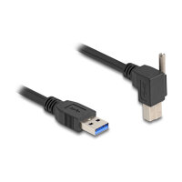 Delock USB 5 Gbps Kabel USB Typ-A Stecker gerade zu USB Typ-B Stecker mit Schraube 90° nach rechts gewinkelt 1 m schwarz