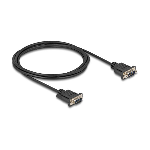 Delock RS-232 Seriell Kabel D-Sub9 Stecker zu Stecker mit schmalem Steckergehäuse 2 m