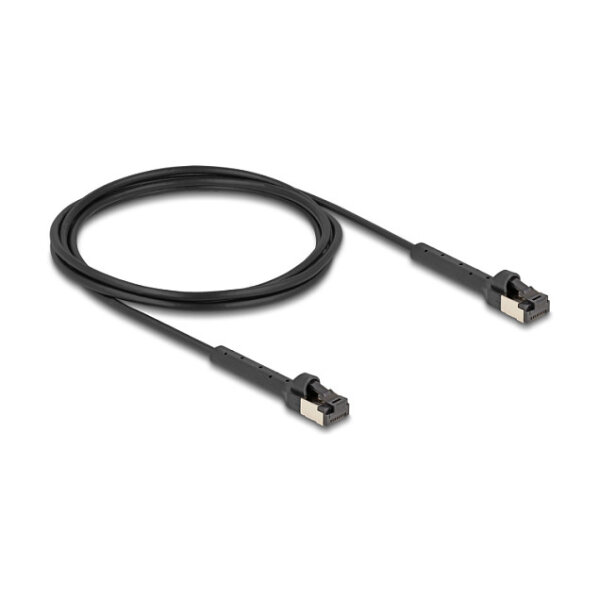 Delock RJ45 Slim Netzwerkkabel Cat.6A U/FTP winkelbar schwarz 2 m