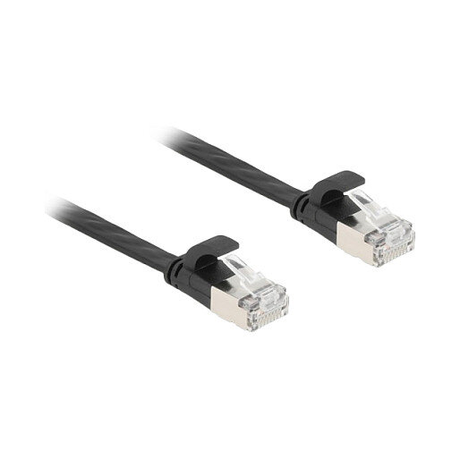 Delock RJ45 Flachband Patchkabel Stecker zu Stecker Cat.6A U/FTP 0,5 m schwarz