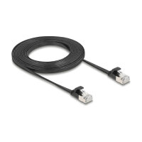 Delock RJ45 Flachband Patchkabel Stecker zu Stecker Cat.6A U/FTP 3 m schwarz