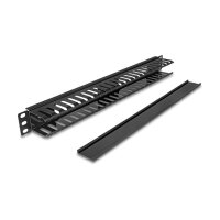 Delock 19? 1 HE Kabelmanagement Rangierpanel mit 2 Öffnungen Metall / Kunststoff schwarz