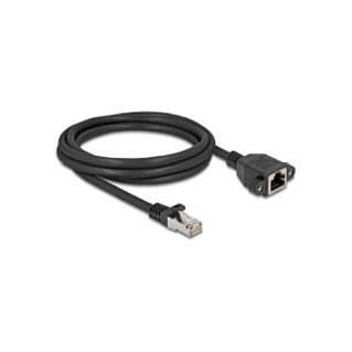 Delock Netzwerk Verlängerungskabel S/FTP RJ45 Stecker zu RJ45 Buchse Cat.6A flache Ausführung 3 m schwarz