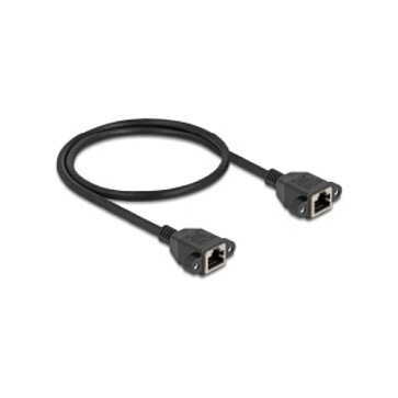 Delock Netzwerk Verlängerungskabel S/FTP RJ45 Buchse zu RJ45 Buchse Cat.6A flache Ausführung 0,5 m schwarz