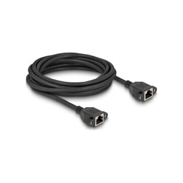 Delock Netzwerk Verlängerungskabel S/FTP RJ45 Buchse zu RJ45 Buchse Cat.6A flache Ausführung 5 m schwarz