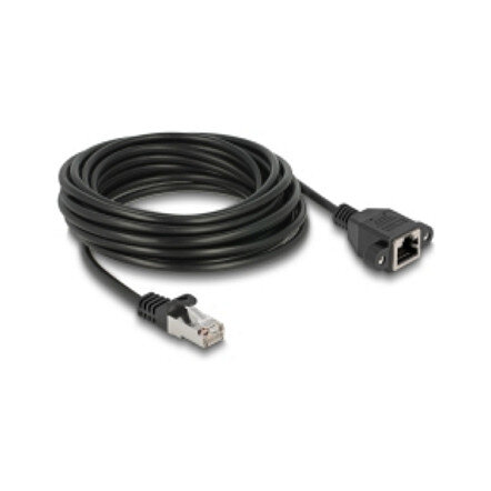 Delock Netzwerk Verlängerungskabel S/FTP RJ45 Stecker zu RJ45 Buchse Cat.6A flache Ausführung 5 m schwarz
