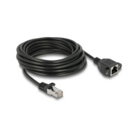 Delock Netzwerk Verlängerungskabel S/FTP RJ45 Stecker zu RJ45 Buchse Cat.6A flache Ausführung 5 m schwarz