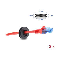 Delock Gummi Kabeldurchführung rund Ø 25 mm schwarz 2 Stück