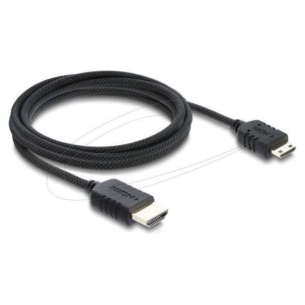 Delock Koaxiales High Speed HDMI Kabel HDMI Stecker zu Mini HDMI Stecker 8K 60 Hz mit Geflechtmantel 2 m