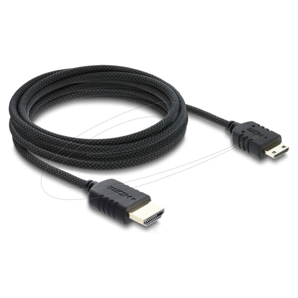 Delock Koaxiales High Speed HDMI Kabel HDMI Stecker zu Mini HDMI Stecker 8K 60 Hz mit Geflechtmantel 3 m