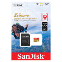 CARD 32GB Sandisk Extreme MicroSDHC 100MB/s for action cams/drones +Adapter