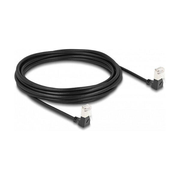 Delock RJ45 Netzwerkkabel Cat.6A S/FTP Slim 90° unten / unten gewinkelt 5 m schwarz