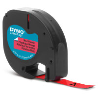 Dymo LabelWriter - LetraTag Kunststoff Etiketten - 12 mm x 4 m - Schwarz auf Rot - (S0721630)