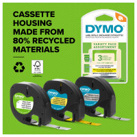 Dymo LabelWriter - LetraTag Kunststoff Etiketten - 12 mm x 4 m - Schwarz auf Rot - (S0721630)