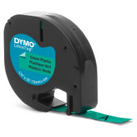 Dymo LabelWriter - LetraTag Kunststoff Etiketten - 12 mm x 4 m - Schwarz auf Grün - (S0721640)