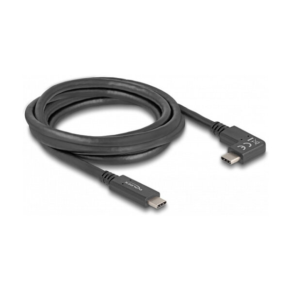 Delock USB 5 Gbps Kabel USB Type-C™ Stecker zu USB Type-C™ Stecker gewinkelt links / rechts 2 m 4K PD 60 W mit E-Marker