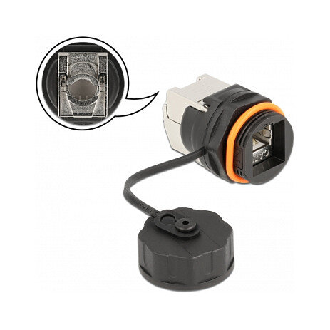 Delock Kabelverbinder RJ45 Buchse zu Cat.6A LSA mit Verschlusskappe wasserfest
