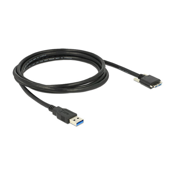 Delock USB 5 Gbps Kabel Typ-A Stecker zu USB 5 Gbps Typ Micro-B Stecker mit Schrauben 2 m