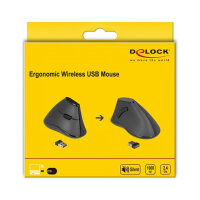 Delock Ergonomische vertikal optische 5-Tasten Maus 2,4 GHz kabellos - Lautlos