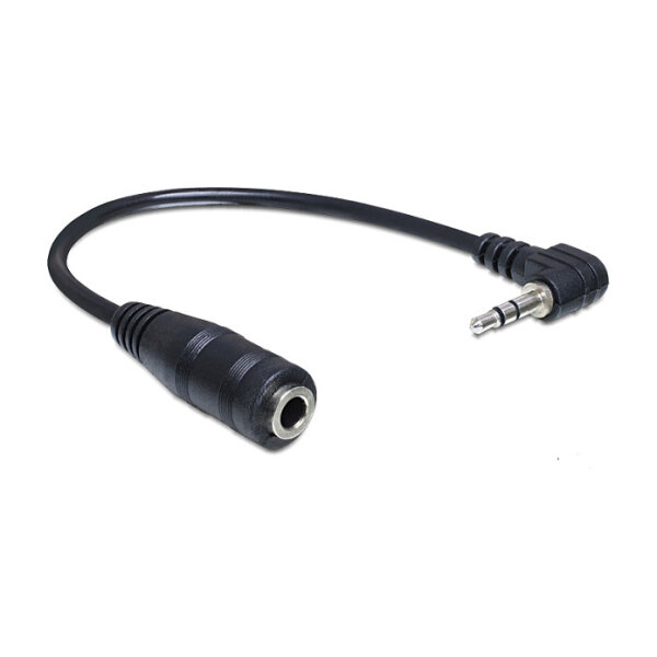 Delock Kabel Audio Klinke 2,5 mm Stecker gewinkelt > 3,5 mm Buchse 3 Pin 14 cm