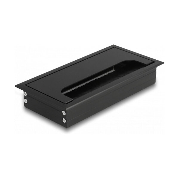 Delock Kabeldurchführung für Tischeinbau mit Bürste 160 x 80 x 28 mm schwarz