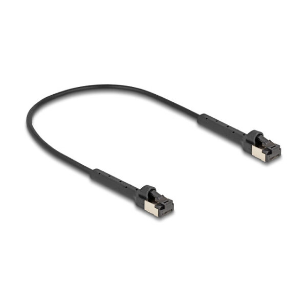 Delock RJ45 Slim Netzwerkkabel Cat.8.1 U/FTP winkelbar bis 40 Gbps schwarz 0,25 m