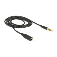 Delock Klinkenverlängerungskabel 3,5 mm 4 Pin Stecker zu Buchse 1 m schwarz