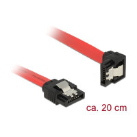 Delock SATA 6 Gb/s Kabel gerade auf unten gewinkelt 20 cm rot